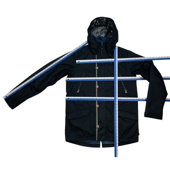 Foursquare Mens Hooded Jacket M Black Long Sleeve Pockets Logo Fall Winter - Picture 5 of 15